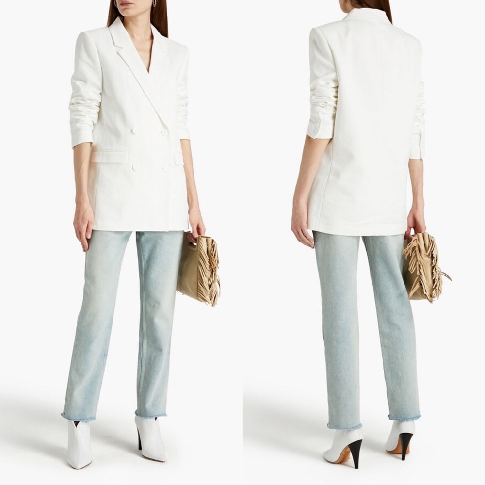 IRO Litta Double Breasted Linen Blend Blazer Jacket Size 10 NWT Ecru